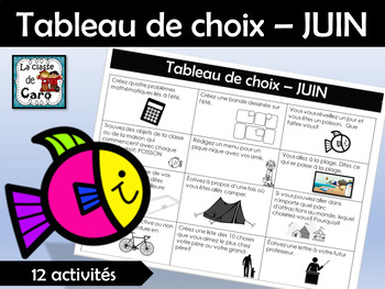 Tableau de choix – JUIN (French Choice Board) (Distance Learning)