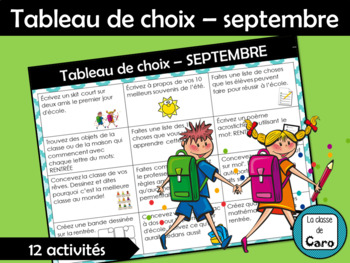 Tableau de choix – septembre