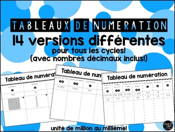 Preview of Tableaux de numération - 14 versions pour tous les cycles