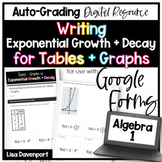 Tables & Graphs of Exponential Functions- Google Forms Digital Assignment