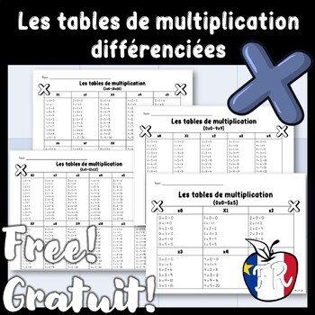 Preview of Tables de multiplication différenciéess (Français/French)