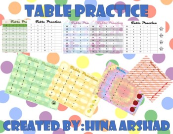 Preview of Tables practice (6 to 20)