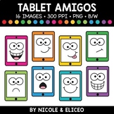 Tablet Faces Amigos Clipart + FREE Blacklines - Commercial Use