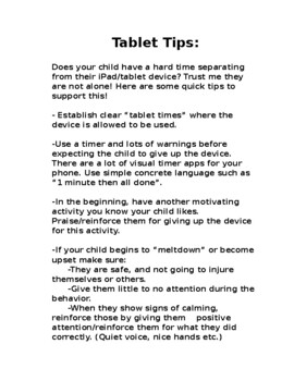 Preview of Tablet Time Quick Tips for giving up devices.