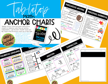 Preview of 82 Math/Reading, FREE BONUS: Writing Tabletop/Interactive Notebook Anchor Charts