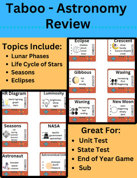 Preview of Taboo -  Astronomy Vocabulary Review Game for Unit/State Test