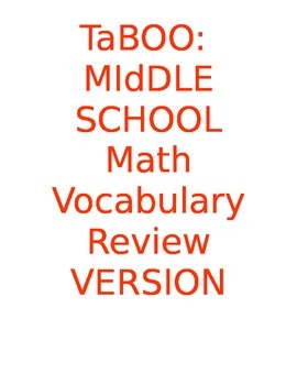 Preview of Taboo: Middle School Math Vocabulary