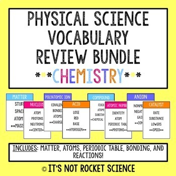 Preview of Physical Science Vocabulary Review Game - Chemistry BUNDLE