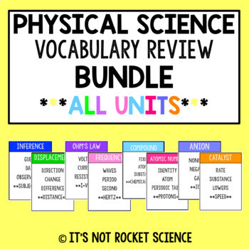 Physical Science Vocabulary Review Game - Cumulative BUNDLE | TpT