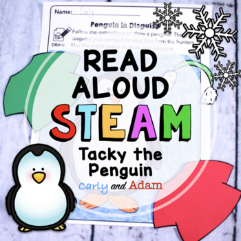 Preview of Tacky the Penguin Disguise Winter READ ALOUD STEAM™Activity Directed Drawing