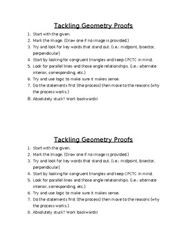 Preview of Tackling Geometry Proofs Handout