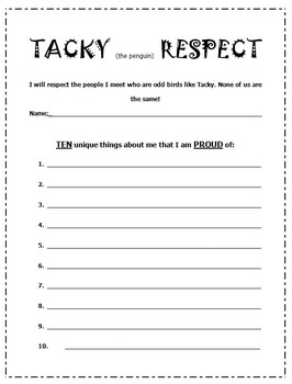 for school respect worksheets elementary Counsel Respect/Diversity Lesson TpT  by Tacky  Creative