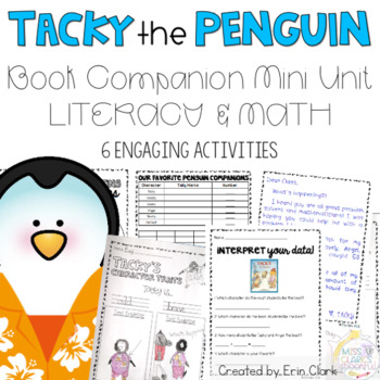Preview of Tacky the Penguin Story Unit Math & Literacy Center Activities