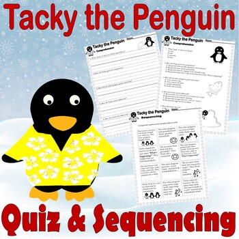 Preview of Tacky the Penguin Winter Reading Quiz Tests Story Sequencing