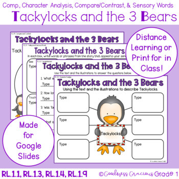 Tackylocks and the 3 Bears- Feelings, Comp, Character Analysis,  Compare/Contrast