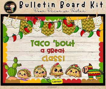 Preview of Taco Bulletin Board Kit|Door Decor|Taco Class Name Tags| Editable