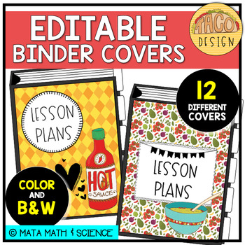 Preview of Taco Classroom Decor: EDITABLE Binder Covers