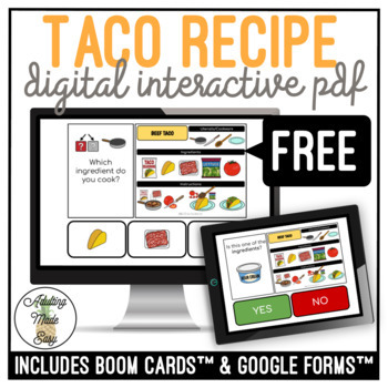 Preview of Taco Recipe Digital Interactive Activity