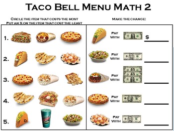 Taco Restaurant Menu Math by Empowered By THEM | TpT