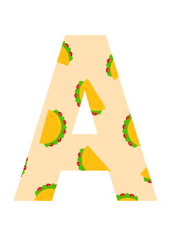 Preview of Tacos Printable Bulletin Board Letters Numbers Printable A-Z 0-9 Decor