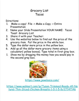 Preview of Tacos Step by Step Picture Recipe & Interactive Grocery List