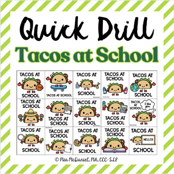 Preview of Tacos at School Quick Drill Articulation - Address ANY Skill in Speech Therapy