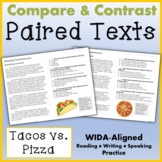 Tacos vs. Pizza |  ESL Paired Texts Reading Comprehension 