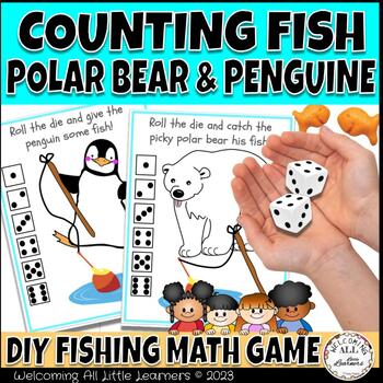 Preview of Tactile Penguin & Polar Bear Fishing Number Math Game: Counting, Dice, Graphing