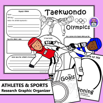 Preview of Taekwondo Olympics Athletes & Sports Research Graphic Organizers Mini Book