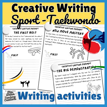 Preview of Taekwondo Sports Creative Writing Prompts Worksheet Pack for Students 2024