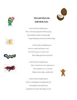 Preview of Taffy Birds Poem-Printable for Kid Use- Visualizing Skill