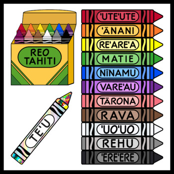 Preview of Crayons in Tahitian / Colors in Tahitian (High Resolution)