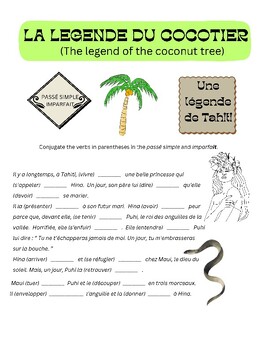 Preview of Tahitian legend - La légende du cocotier -passé simple-imparfait