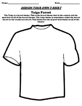 Taiga Forest Design your T-Shirt Worksheet by Pointer Education | TpT