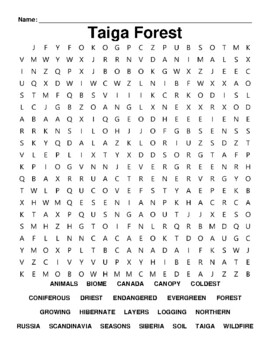 Taiga Forest Word Search by Northeast Education TPT