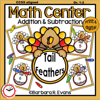 Preview of THANKSGIVING MATH CENTER Addition & Subtraction Activity Thanksgiving Activity