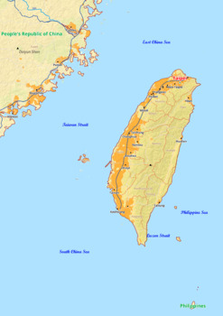 Preview of Taiwan map with cities township counties rivers roads labeled