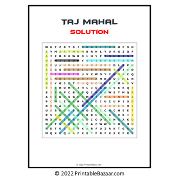 Taj Mahal Word Search Puzzle No Prep Activity Printable PDF by