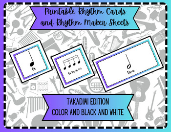 Preview of Rhythm Reading Center: Takadimi Rhythm Cards and Rhythm Maker Mat Printables