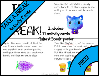 Preview of Take A Break Center calm down cool down corner activity cards
