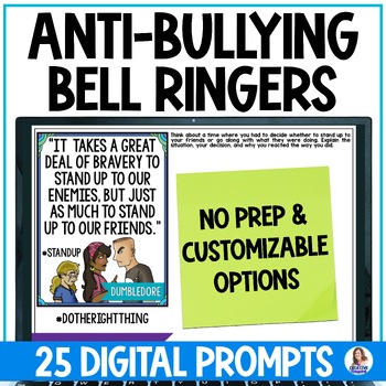 Preview of Bullying Digital Bell Ringers - 25 Anti-Bullying BellRingers - Bullying Lessons