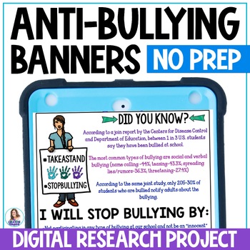 Preview of Anti-Bullying Digital Research Project - Bullying Banners - Bullying Prevention