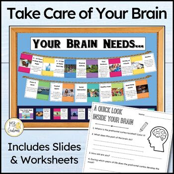 Preview of Take Care of Your Brain Bulletin Board Kit + Class Discussion Notes Worksheets