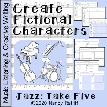 Preview of Music Listening with Create Fictional Characters Worksheets Jazz-Take Five