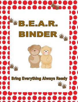 Preview of Take Home Binder (Bear Theme)