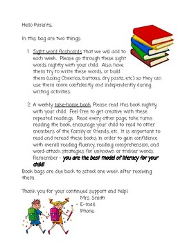 take home book bags for students