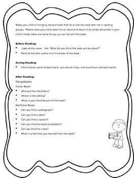 Preview of Take-Home Books Letter to Parents
