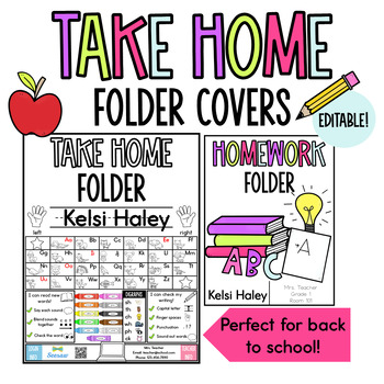 Preview of Take Home Folder Covers | Editable | Homework Helpers for Math and Literacy