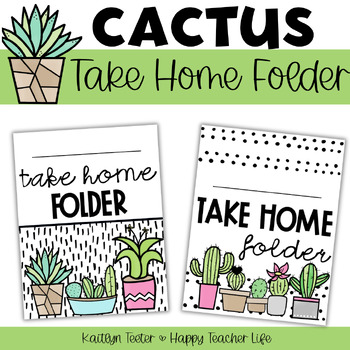 Preview of Take Home Folder Covers for a Plant Themed Cactus Classroom Decor