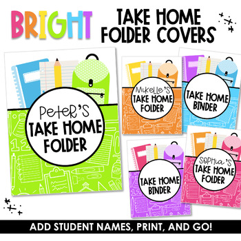 Preview of BRIGHT Take Home Covers - Folders or Binders
